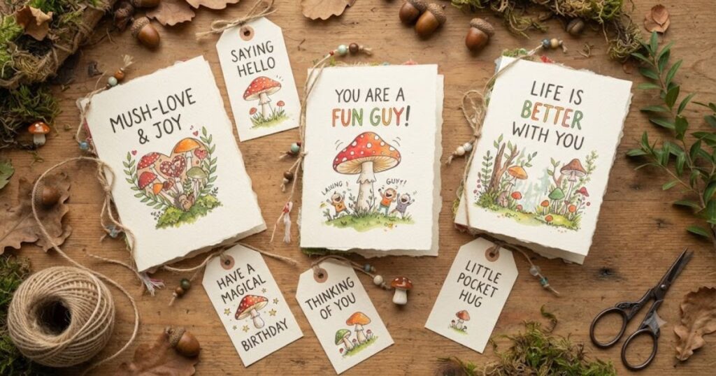 Mushroom Card Messages and Gift Tag Puns