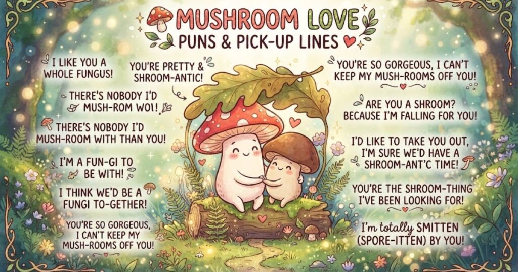 Mushroom Love Puns and Pick Up Lines