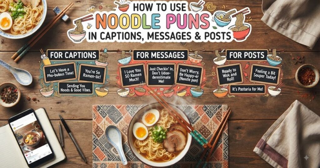 How to Use Noodle Puns in Captions, Messages & Posts